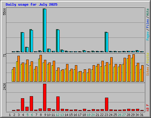 Daily usage for July 2025
